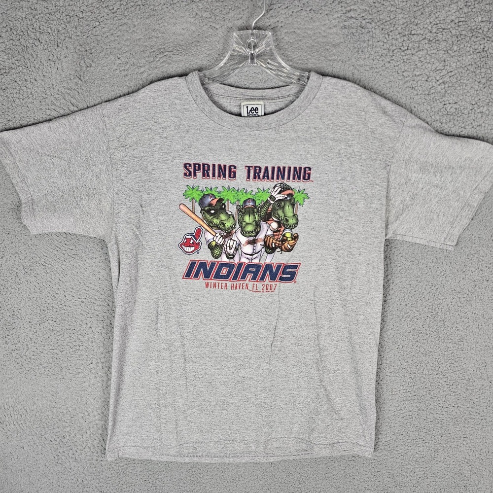 Lee Sport T-Shirt Mens XL Indians Spring Training 2007 Alligator Graphic Tee Y2K